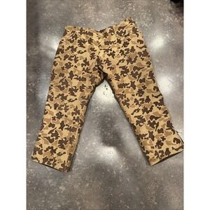 Vintage Orvis XXL Brown Camo Insulated‎ Hunting Pants With Side Zipper